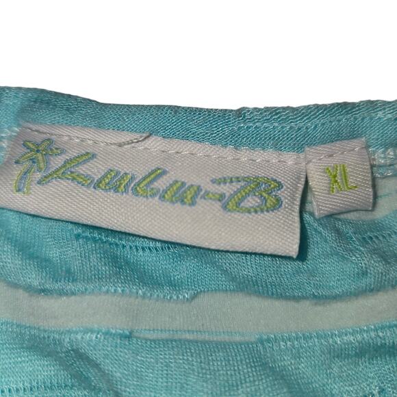 LuLu-B Womens XL Striped Tunic Asymmetrical Hem Coastal Restort Beach Vacation - Picture 2 of 10